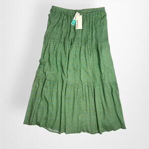 Heatherly Green Tiered Floral Flowy‎ Maxi Skirt Size 2X NWT